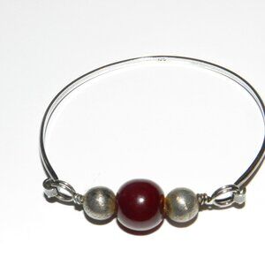 Vintage 925 Sterling Silver 3 Spheres Hook Bangle Bracelet